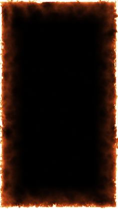 an orange and black square frame is shown in the middle of flames on a white background