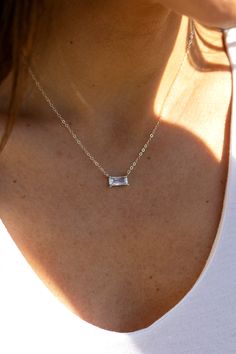 Christine Elizabeth, Christmas Necklaces, 15 Necklace, Bright Necklace, Affordable Fine Jewelry, Horizontal Bar Necklace, Baguette Necklace, Elizabeth Jewelry, Prom Ideas