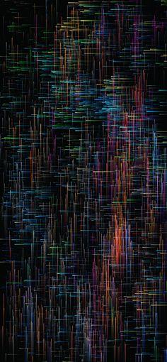 an abstract background consisting of lines, dots and shapes in various colors that are connected to each other