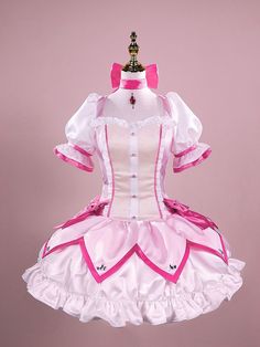 This price includes a dress, a bowknot choker, a pair of bowknot hairclips, 2 bowknots on the waist, a pair of gloves, and a pair of socks.  Embrace the kawaii aesthetic and sweet Lolita fashion with this intricately designed dress, perfect for cosplay events, conventions, and themed parties. Channel your inner magical girl and capture the essence of Madoka's character with this enchanting ensemble.   	 		 			Size 			S 			M 			L 			XL 		 		 			Shoulders 			36 			38 			40 			42 		 		 			Bust 			8 Cute Dresses For A Wedding, Clothes For Ocs, Cute Cosplay Outfits, Cute Core Clothes, Lotia Fashion, Cutecore Dress, Madoka Magica Witches, Madoka Magica Oc, Kawaii Halloween Costume