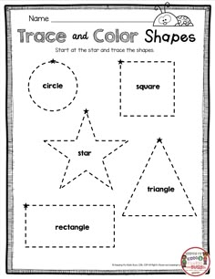 trace and color shapes worksheet