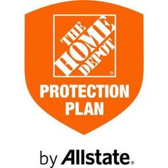 the home depot protection plan by allstate logo is shown in orange and white