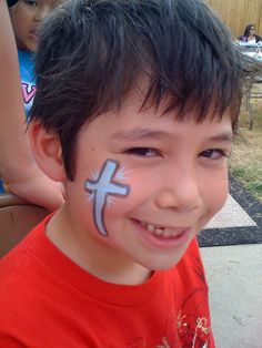 cross Simple Easter Face Paint, Face Painting Fall Festival, Kids Face Painting Ideas Easy, Fall Face Paint, Fall Face Painting