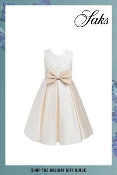 Hampton sleeveless double bow dress for kid girls from Tulleen is a beautiful and elegant choice for any special occasion. This dress features a sleeveless floral embroidered bodice, adding a touch of sophistication and charm. The large bows in the front and back enhance the dress's elegance and create a stunning silhouette. The pearl lining on the back adds a luxurious detail that elevates the overall design. The pleated, lightweight skirt flows gracefully, making it perfect for twirling and dancing. Outer: 100% polyester Lining: 100% cotton Sleeveless Round neckline Back zip closure Dry clean Imported ABOUT THE BRAND Coming out of Los Gatos, Tulleen creates delicate, detailed designs for any special occasion. Explore their designs as you stroll through the charming streets of Los Gatos f Hamptons Dress, Embroidered Bodice, Double Bow, Bow Dress, Dresses Kids Girl, Overall Design, The Pearl, Dress With Bow, Kids Dress