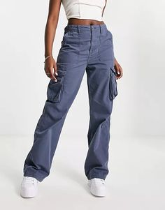 Relaxed Fit Straight Cargo Pants, Relaxed Fit Mid-rise Bottoms With Cargo Pockets, High Rise Streetwear Pants With Cargo Pockets, High-rise Streetwear Pants With Cargo Pockets, Denim Blue Workwear Bottoms With Pockets, Relaxed Fit Cargo Style Straight Leg Bottoms, High Rise Pants With Cargo Pockets For Streetwear, High-rise Pants With Cargo Pockets For Streetwear, Urban Blue Wide-leg Cargo Pants