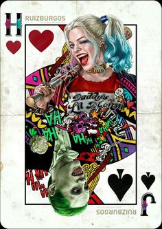 The Joker, Playing Card, Harley Quinn, Playing Cards, Hair, Blue