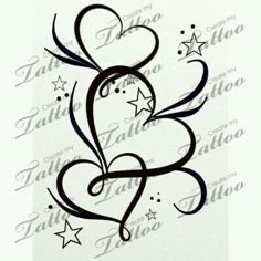 a tattoo design with stars and hearts