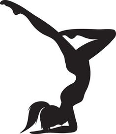 the silhouette of a woman doing yoga poses on her handstand and legs up