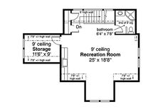 the second floor plan for a home with an additional living room and kitchen area on one side