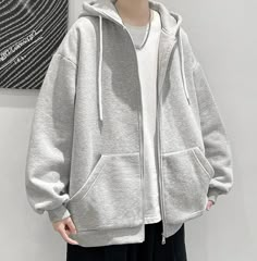 Material : Polyester Design: Hooded Decoration: Pockets Closure Type: Zip up Style : Casual It is recommended to buy one size bigger for this product. If you wear size M, buy L. Size (cm) Length Chest S 66 104 M 67 108 L 68 112 XL 70 116 2XL 72 120 3XL 74 124 4XL 76 128 Size (inch) Length Chest S 25.98 40.94 M 26.37 42.51 L 26.77 44.09 XL 27.55 45.66 2XL 28.34 47.24 3XL 29.13 48.81 4XL 29.92 50.39 Grey Zipper Hoodie Outfit, Classic Jacket, Plus Size Hoodies, Hoodie Men, Hoodie Outfit, Colorful Hoodies, Looks Vintage, Full Zip Hoodie, Grey Hoodie