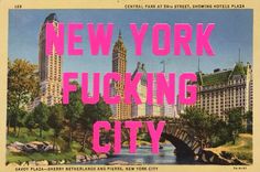 New York Fucking City Postcard by Dave Buonaguidi| Print Club London City Postcard, Nyc Girl, London Clubs, Postcard Design, I ❤ Ny, City Aesthetic, Room Posters, New Wall, Vintage Postcards