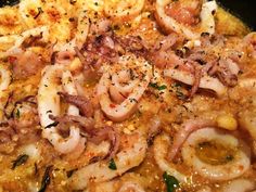 the food is prepared and ready to be eaten in the pan on the stove top