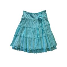 Reference Midi Skirt Y2k Deadstock Nwt Light Aqua Tiered Sequin Hem Fairy Size Small Adorable Y2k Midi Length Tiered Skirt, Side Zip. Beautiful Aqua / Light Turquoise Color Low Rise, Lined Underneath. 3d Print Flower Embellishment In Front. Sequins At Bottom Hem. Light Cotton Material. Fairy Skirt Of Your Dreams! Condition: Nwt, Deadstock Condition, New With Tags, Never Been Worn Flaws: N/A Materials: 100% Cotton Made In Usa On A Paper Tag Marked Size S Small - Please Check Measurements Approx Measurements | Waist 29" | Hips 40" | Length 24" | No Stretch #Lowrise #Midi #Y2k #Skirt #Fairy Y2k Blue Cotton Mini Skirt, Y2k Style Blue Mini Skirt, Y2k Blue Mini Skirt, Blue Y2k Mini Skirt For Summer, Y2k Style Blue Mini Skirt For Summer, Y2k Ruffled Skirt For Summer, Light Blue Cotton Tiered Skirt, Y2k Style Ruffled Skirt For Summer, Light Blue Tiered Cotton Skirt