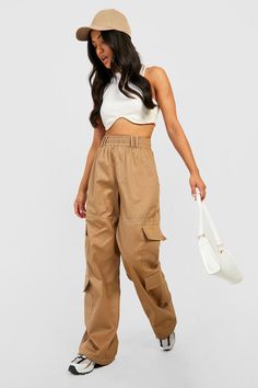 Stretch Wide-leg Cargo Bottoms, Loosely Fitted Wide-leg Cargo Pants With Pockets, Relaxed Fit Wide-leg Cargo Pants With Patch Pockets, Cotton Wide-leg Cargo Pants With Contrast Stitching, Utility Wide-leg Cargo Pants With Drawstring, Petite Palazzo Pants, Combat Trousers, Petite Pants, Straight Trousers