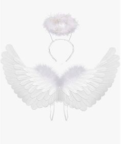 white angel wings and headbands on a white background