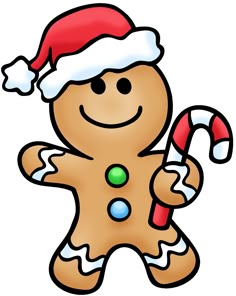 a cartoon christmas ginger holding a candy cane