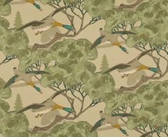 a wallpaper with birds and trees on it