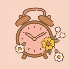 an alarm clock with flowers on the side