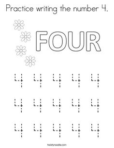 the letter four worksheet for children to practice their handwriting and writing with numbers