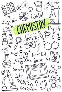 an illustration with the words chemistry written on it