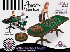 an advertisement for the perfect night casino game with three women and two men playing roule