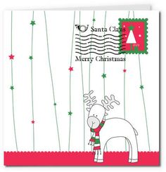 a christmas card with an image of a reindeer