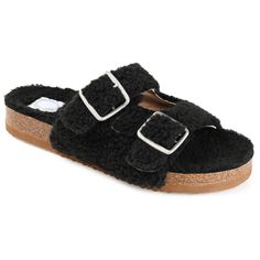 The quintessential slide upgraded with teddy bear fur and a super soft 4 mm Tru Comfort Foam™ footbed. • Open-Toe • Slip-on • Buckle Strap Design • 4 mm Tru Comfort Foam™ Footbed • 1 1/4-in Sole • Faux Fur All measurements are approximate and were taken using a size 6. Please note measurements may vary slightly by size. Slippers Black, Soft Teddy, Fur Shoes, Slide Slippers, Faux Fur Slippers, Soft Teddy Bear, Footbed Sandals, Open Toed Heels, Fur Slippers