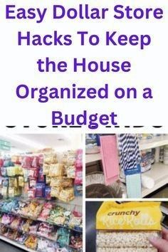 an advertisement for dollar store hacks to keep the house organized on a budgt