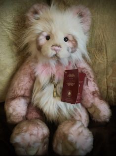 a teddy bear that is holding a passport