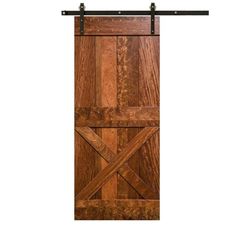 Half-X Sliding Barn Door Kit - Sliding Barn Door Hardware by RealCraft Exterior Sliding Barn Doors, Rustic Farmhouse Interior, Barn Door Floor Guide, Barn Door Projects, Exterior Barn Doors, Barn Door Decor, Carriage Garage Doors, Custom Exterior Doors, Modern Sliding Barn Door