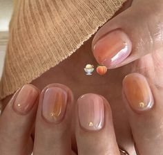 Nails Vanilla, Nude Nails Short, Sorbet Nails, Nails Sheer, Lipgloss Nails, Short Nails Nail Art, Nails Japanese, Lone Fox, Nail Art Fall