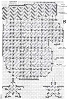 the cross stitch pattern is shown in black and white, as well as an example of how