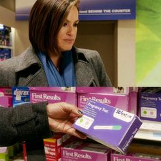 the woman is holding up her first results toothpaste