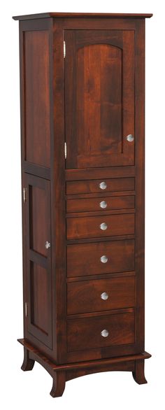 an armoire with drawers and doors on the bottom shelf is made out of wood