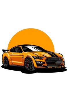 an orange sports car is shown in front of the sun, with black rims