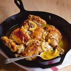 chicken with lemon sauce in a skillet