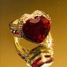 Huge Cocktail. Red Las Created Ruby’s 3 Small Stone On Each Side. One Huge Rudy In The Middle. Not Sure About How Many Crts. Brought Many Years Ago. Lost The Receipt. It Is Sliver With Platinum Overlay. Very Fashionable Ring. Ring Color, Ruby Ring, Womens Jewelry Rings, Fashion Rings, In The Middle, The Middle, Platinum, Ruby, Lab