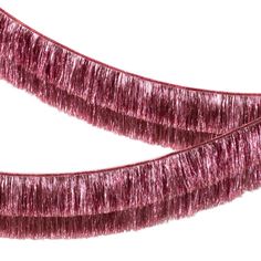 two pink tinsel brushes are shown on a white background, one is long and the other is short