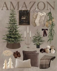 an image of a magazine cover with christmas decorations and stockings on the front, along with other items