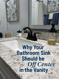 a bathroom sink with the words why your bathroom sink should be off center in the vanity