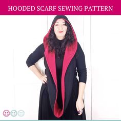 a woman wearing a hooded scarf sewing pattern