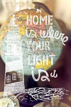 there is a globe with the words home is where your light is