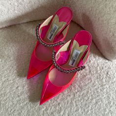 Super Cool Piece, This Was Purchased During A Sample Sale On Impulse And Never Wore Them Size 35.5 No Lowball Offers! Jimmy Choo Bing 100, Jimmy Choo Bing, Pink Pvc, Jimmy Choo Shoes, Sample Sale, Super Cool, Neon Pink, Pumps Heels, Jimmy Choo