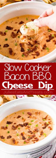 this slow cooker bacon bbq cheese dip is the perfect appetizer for any occasion