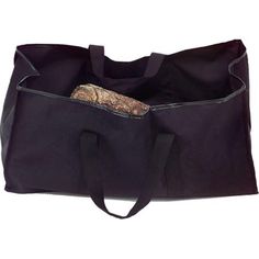 a black tote bag with an animal in it