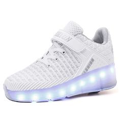 PRICES MAY VARY. ✔ Multifunctional: You can pop up and hide roller by a button at heel. So you can use this both of roller skates shoes and normal sports shoes. ✔ Multiple colors: You can change the light modes or colors of shoes,the light on/off switch button is inside the shoes.The light-up LED shoes is rechargeable. ✔ High Quality material: Comfortable, wear-resistant rubber soles, colorful LED light, which is the best gift for kids for Birthday, Halloween, Thanksgiving and Christmas Day and Skates Shoes, Roller Skate Shoes, Roller Shoes, Led Shoes, Rave Party, Thanksgiving And Christmas, Cool Gifts For Kids, Roller Skate, Shoe Gifts