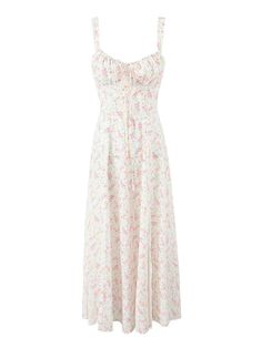 49268354384192|49268354482496|49268354515264 Feminine Floral Print Dress For Casual Wear, Feminine Floral Print Midi Dress For Casual Wear, Feminine Spring Maxi Dress, Feminine Cream Midi Dress For Garden Party, Pink Square Neck Maxi Dress For Vacation, Feminine Midi Dress With Rose Print, Pink Midi Dress With Sweetheart Neckline And Ruffles, Cream Midi Dress For Spring, Feminine Lined Sundress For Casual Wear