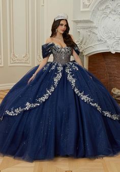 Vizcaya by Morilee Illusion Corset Quince Dress 89480 – Terry Costa Midnight Blue Quinceanera Dresses, Corset Quince Dress, Quince Planner, Navy Quince, Dream Quinceanera, Royal Blue Quince, Quinceanera Themes Dresses, Quinceañera Ideas, Blue Quince