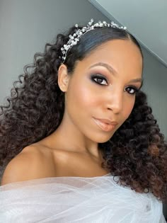 Wedding Hairstyles Black Women Curls, Curly Bridal Hair With Headband, Natural Hair Headbands, 3c Natural Hair