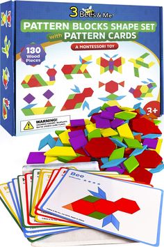 the pattern blocks shape set with matching cards